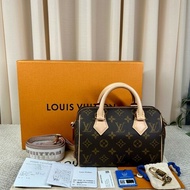 LV路易威登Speedy20老花枕頭包 經典老花配色 奶茶色肩帶 金色五金 手提單肩斜挎都可以 容量實用 日常百搭