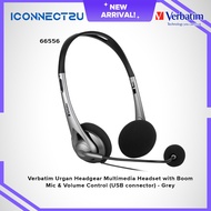 Verbatim 66556 Multimedia USB Headset with Boom Mic & Volume Control - Grey