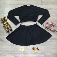 Bikini Nữ Hai Mảnh Bộ Đồ Bơi Đi Biển Áo Crop Dài Tay Quần Váy Có Size Dưới 60Kg BinSports BHV131