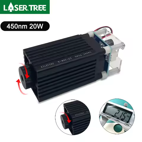 LASER TREE 10W 5W 4W Laser Module, 450nm TTL Blue Light Laser Head for Laser Engraving Wood DIY Crea