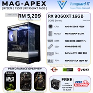 VANGUARDIT MAG-APEX AMD GAMING PC (AMD Ryzen 5 7500F / RaDeon RX9060XT 16GB / 16GB RAM / 512GB SSD)