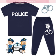 Set Tshirt Kadet Polis Full Cotton-Sleepwear Boy Baju Tidur Budak Kanak Lelaki Pakaian Seragam Polis-Baju Uniform Polis