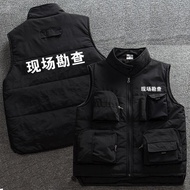 On-site Inspection Plus Cotton Velvet Vest Multi-Pocket Attending Team Jacket