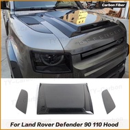 For LAND ROVER Defender 90 110 Real Carbon Fiber Front Engine Hood Air Vent Cover Hood Car Accessori