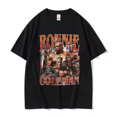 Vintage Ronnie Coleman Gym Graphic T Shirt Funny Bodybuilder Fashion Clothing T-shirts Men Casual 10