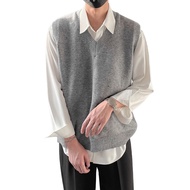 Mens Knit Sweater Vest V-Neck Sleeveless Pullover Sweater Casual Loose Fit Vest for Daily Wear Busin