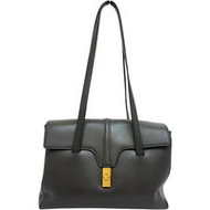 CELINE/賽琳 Seize Soft 16 中型單肩包 195543，灰色皮革配金色五金，女款