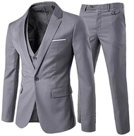 Bộ Đồ Nam Ôm Vừa 3 Mảnh Com Lê Đám Cưới Một Nút Cổ Điển Trang Trọng Áo Khoác Blazer Áo Ghi Lê Quần