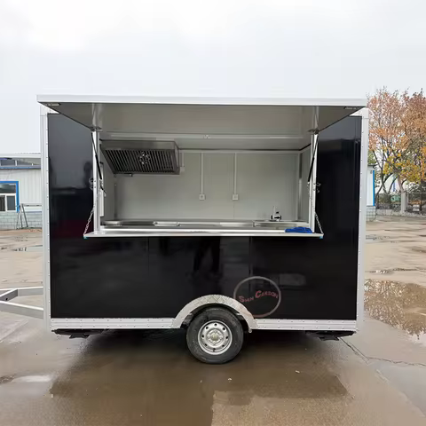Outdoor Food Trailer Clean Tidy Well Equipped Mobile Kitchen Catering Business Ready to Use