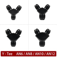 AN6 AN8 AN10 AN12 Male to Male Flare Y Block Tee Fuel Fitting Hose Line Splitter T-Joint 3-Way Adapt