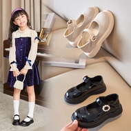 New Girls Leather Shoes Fashion Plain Color Princess Shoes Girls Black Student Performance Shoes Gir