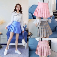 College high waistfold skirt plaid pattern loose short skirt tennis skirt