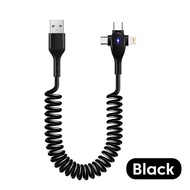 Elough Cáp C loại USB sạc nhanh 3 trong 1 66W Dây cáp sạc dữ liệu lò xo Micro USB 3A cho Sumsung Xia