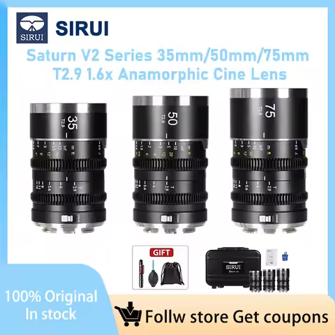 Sirui Saturn V2 Series 35mm/50mm/75mm T2.9 1.6x Full-Frame Anamorphic Cine Lens Manual Focus for Son