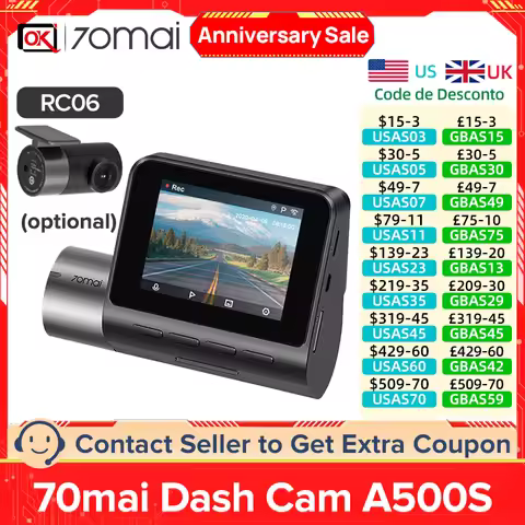 70mai A500S Pro plus Dash Cam Car DVR English Voice 1944P Night Version Super Clear Optional GPS Mod
