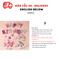 Bộ Bóng Trang Trí Sinh Nhật Chủ Đề Unicorn Màu Hồng Pastel Cho Bé - Unicorn Balloons Birthday Decora
