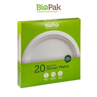 BioPak Sugarcane Dinner Plates 23cm Plastic Free - 20 pcs Disposable Plate