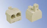 【勁昕科技】RJ11 6P4C電話牛角三通( 一轉二轉接頭)