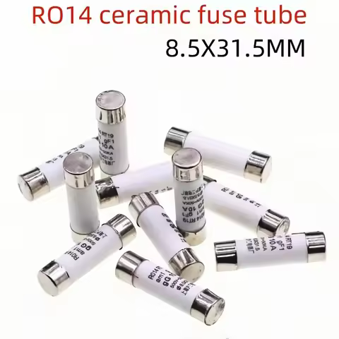 20PCS R014 fuse 8.5X31.5 core RT19 RT14 ceramic fuse tube 1A2A3A4A5A16A20A