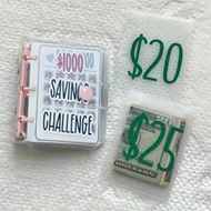 Savings Binder L $1000 Savings Challenge New Reusable Budget Book With Cash Envelopes Frosted Cover 