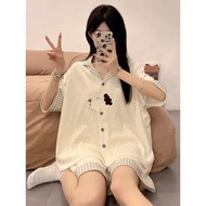 baju tidur perempuan dewasa baju dewasa perempuan Cartoon Cotton Pajamas for Women - Summer Short Sl