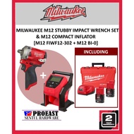 MILWAUKEE M12 FIWF12-302 Stubby Impact Wrench &amp; M12 BI-0 Compact Inflator Limited Combo Value Set