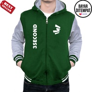 Jaket Varsity Kupluk Resleting 3scnd Kirka Text Putih Premium Jaket Varsity Kupluk Pria Dan Wanita D