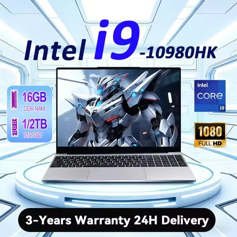 2026 New Backlit Fingerprint Unlock Laptop Intel i9-10980HK 15.6 Inch Windows 11 Office Study NoteBo