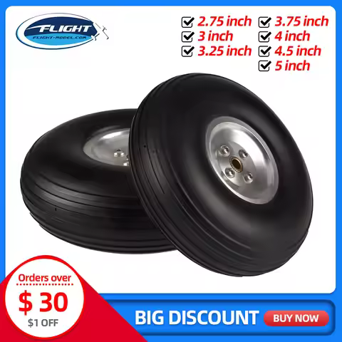 2PCS Rubber Wheel Tire Aluminum Hub for RC Airplane Model 2.75 ''/ 3'' /3.75''/4 ''/ 4.5''/ 5 inch