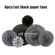 Paper Fan / Paper Fan Set 6 in 1 / Decoration / Paper Fan Black