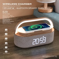 【In stock】Wireless Charger Alarm Clock Bluetooth Speaker LED Smart Digital Clock USB Fast Charger Desktop Clock Fm Radio Dropshiping KDDP