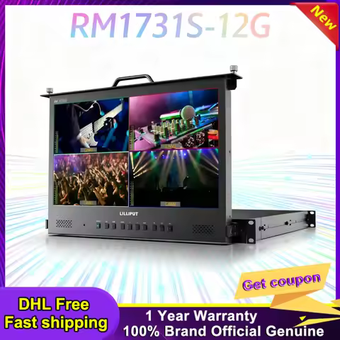 Lilliput RM1731S-12G Vdieo Monitor 17.3 Inch Screen 4K 12G SDI 1RU Pull-out Rack · Mount Field Monit
