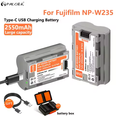 PALO 2PCS NP-W235 USB NP W235 NPW235 Battery with Type C Port for Fujifilm Fuji X-T4 XT4 GFX 100S X-