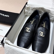 Chanel香奈兒樂福鞋 二手狀況良好 珍珠雙C Logo 尺寸38.5