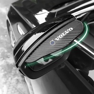 2pcs Car Rear View Mirror Rain Eyebrow Visor Carbon Fiber Look Sun Shade Weather Shield Cover For Vo