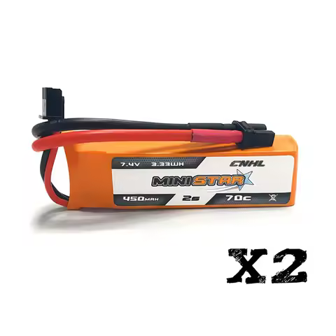 CNHL MiniStar 450mAh 7.4V 2S 70C Lipo Battery with XT30U 2 Packs
