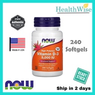 [USA] NOW Foods High Potency Vitamin D-3 d3 5000iu 10000iu 120 or 240 Softgels (Exp: Oct2026) D3 maintain strong bones &amp; immune system - Healthwise