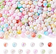 Craftdady 650Pcs 8mm Opaque Acrylic Round Beads Gradient AB Color Bubble Gum Beads Colorful Loose Sp