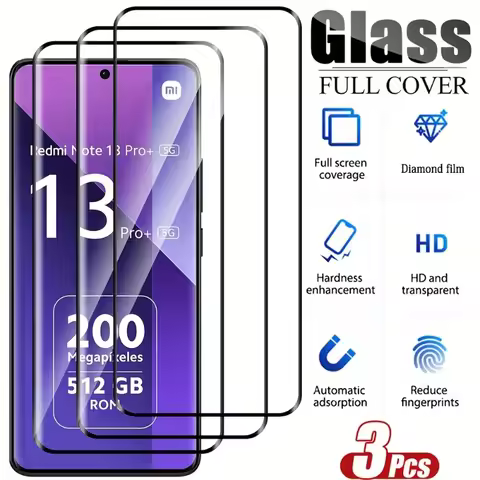 3pcs Curved Tempered Glass for Xiaomi Redmi Note14 13 12 11 10 9 8 Pro S Turbo T R E SE Lite Max Plu