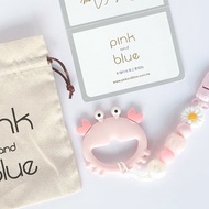 5顆 無字 雛菊 粉色螃蟹固齒器 / 客製化奶嘴鏈