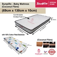 Sunpillo Baby Cot Mattress (69cm x 130cm) Fibre (Tilam Baby) + Fitted Bedsheet (HA482 /HA437/HA415)