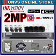 HIKVISION HIK  FULL SET 8CHANNEL  CcTV 2.0MP HIK CCTV Full HD 2MP 1080P DVR 8CH UP TO 5MP DVR+HDD+CA