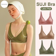 Japan Suji Bra Seamless Wireless Bra V Neck Latex Bralette Jelly Strip Soft Underwear Plus Size Lingerie Brassiere S-XXL