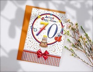 BIODEGRADABLE BIRTHDAY CARD (70th Birthday - Bow)