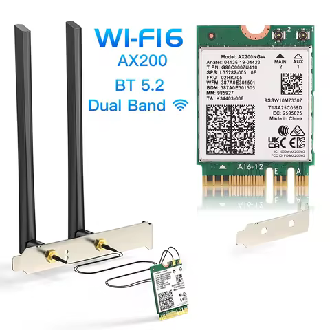 Wifi 6 AX200 BT5.2 M.2 Network Card AX200NGW Desktop kit Dual Band 2.4G/5GHz Wifi6 Wireless Adapter