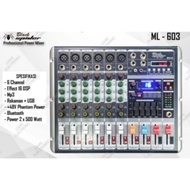 GROSIR POWER MIXER 6 CHANNEK BLACK SPIDER ML 603 USB BKUETOOTH Diskon