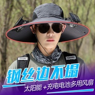 Solar Fan Hat Construction Site Fan Hat Outdoor Fan Hat Male Big Wind Charging Fan Hat Fan Anti-Ultr