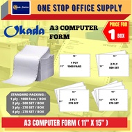 A3 NCR COMPUTER PAPER (11'' X 15'') / Computer Form Paper / 1ply 2ply 3ply 4ply / A3 Computer Form /