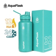 AquaFlask 32oz Wide Mouth with Cap Lid Vacuum Insulated Drinking Water bottle tumbler