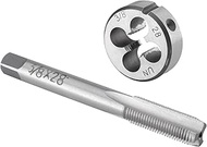 Burkit 3/8"-28 UN Tap and Die Set, 3/8 x 28 UN Machine Thread Tap and Round Die Right Hand